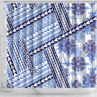 Hawaii Quilt Shower Curtain Kakau Polynesian Pattern Blue Version LT01 - Polynesian Pride