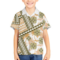 Hawaii Quilt Family Matching Short Sleeve Bodycon Dress and Hawaiian Shirt Kakau Polynesian Pattern Gold Version LT01 Son's Shirt Gold - Polynesian Pride