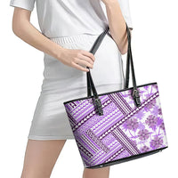 Hawaii Quilt Leather Tote Bag Kakau Polynesian Pattern Lilac Version LT01 - Polynesian Pride