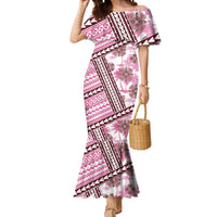 Hawaii Quilt Mermaid Dress Kakau Polynesian Pattern Mauve Pink Version LT01 Women Pink - Polynesian Pride