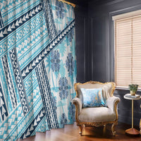 Hawaii Quilt Window Curtain Kakau Polynesian Pattern Sky Blue Version LT01 - Polynesian Pride