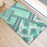 Hawaii Quilt Rubber Doormat Kakau Polynesian Pattern Teal Version LT01 - Polynesian Pride