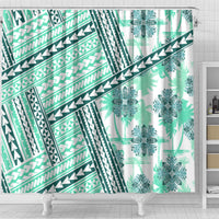 Hawaii Quilt Shower Curtain Kakau Polynesian Pattern Teal Version LT01 - Polynesian Pride