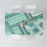 Hawaii Quilt Tablecloth Kakau Polynesian Pattern Teal Version LT01 Teal - Polynesian Pride