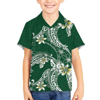 Polynesian Hawaiian Plumeria Tribal Pattern Kid Hawaiian Shirt Green Version LT01 Kid Green - Polynesian Pride