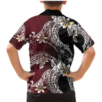Polynesian Hawaiian Plumeria Tribal Pattern Family Matching Mermaid Dress and Hawaiian Shirt Special Wine Red Version LT01 - Polynesian Pride