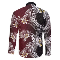 Polynesian Hawaiian Plumeria Tribal Pattern Family Matching Tank Maxi Dress and Hawaiian Shirt Special Wine Red Version LT01 - Polynesian Pride
