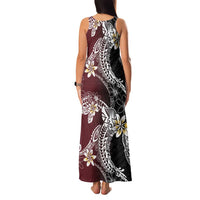 Polynesian Hawaiian Plumeria Tribal Pattern Family Matching Tank Maxi Dress and Hawaiian Shirt Special Wine Red Version LT01 - Polynesian Pride