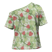 Anthurium Pikake Ti Leaf Palaka Cross Shoulder Shirt Green Version