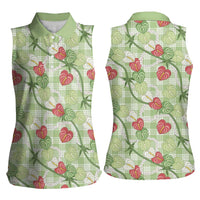 Anthurium Pikake Ti Leaf Palaka Women Sleeveless Polo Shirt Green Version