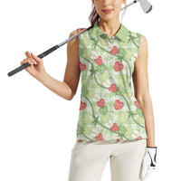 Anthurium Pikake Ti Leaf Palaka Women Sleeveless Polo Shirt Green Version