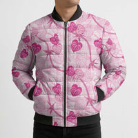 Anthurium Pikake Ti Leaf Palaka Bomber Puffer Jacket Pink Version