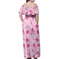 Anthurium Pikake Ti Leaf Palaka Family Matching Off Shoulder Maxi Dress and Hawaiian Shirt Pink Version