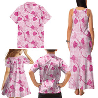Anthurium Pikake Ti Leaf Palaka Family Matching Tank Maxi Dress and Hawaiian Shirt Pink Version