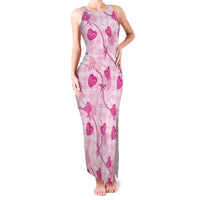 Anthurium Pikake Ti Leaf Palaka Family Matching Tank Maxi Dress and Hawaiian Shirt Pink Version