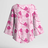 Anthurium Pikake Ti Leaf Palaka Kimono Sleeve Blouse Pink Version
