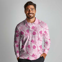 Anthurium Pikake Ti Leaf Palaka Long Sleeve Polo Shirt Pink Version