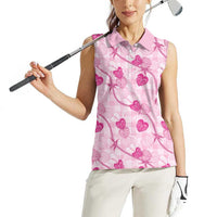 Anthurium Pikake Ti Leaf Palaka Women Sleeveless Polo Shirt Pink Version