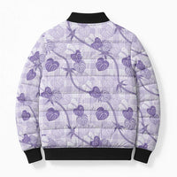 Anthurium Pikake Ti Leaf Palaka Bomber Puffer Jacket Purple Version