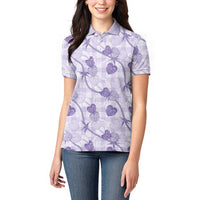 Anthurium Pikake Ti Leaf Palaka Women Polo Shirt Purple Version