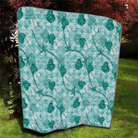 Anthurium Pikake Ti Leaf Palaka Quilt Turquoise Version
