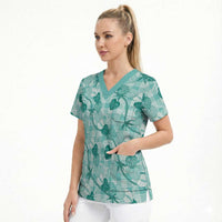 Anthurium Pikake Ti Leaf Palaka Scrub Top Turquoise Version