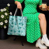 Anthurium Pikake Ti Leaf Palaka Tote Bag Turquoise Version