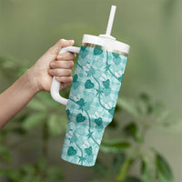 Anthurium Pikake Ti Leaf Palaka Tumbler With Handle Turquoise Version