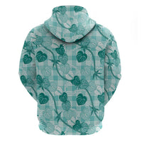 Anthurium Pikake Ti Leaf Palaka Zip Hoodie Turquoise Version