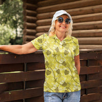 Anthurium Pikake Ti Leaf Palaka Women Polo Shirt Yellow Version