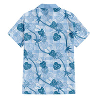 Anthurium Pikake Ti Leaf Palaka Family Matching Summer Maxi Dress and Hawaiian Shirt Blue Version