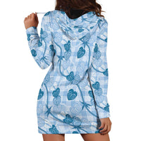 Anthurium Pikake Ti Leaf Palaka Hoodie Dress Blue Version