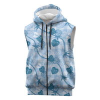 Anthurium Pikake Ti Leaf Palaka Sleeveless Zip Hoodie Blue Version