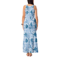 Anthurium Pikake Ti Leaf Palaka Tank Maxi Dress Blue Version
