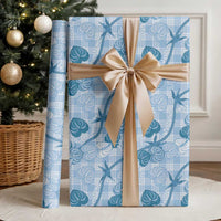 Anthurium Pikake Ti Leaf Palaka Wrapping Paper Blue Version