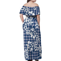 Hibiscus Pakala Cobalt Blue Royal Family Matching Off Shoulder Maxi Dress and Hawaiian Shirt Tropical Floral Stylized LT01 - Polynesian Pride