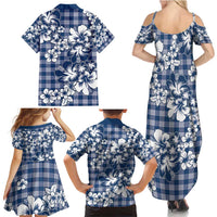 Hibiscus Pakala Cobalt Blue Royal Family Matching Summer Maxi Dress and Hawaiian Shirt Tropical Floral Stylized LT01 - Polynesian Pride