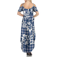Hibiscus Pakala Cobalt Blue Royal Family Matching Summer Maxi Dress and Hawaiian Shirt Tropical Floral Stylized LT01 - Polynesian Pride