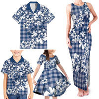 Hibiscus Pakala Cobalt Blue Royal Family Matching Tank Maxi Dress and Hawaiian Shirt Tropical Floral Stylized LT01 - Polynesian Pride