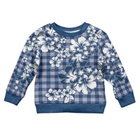 Hibiscus Pakala Cobalt Blue Royal Kid Ugly Christmas Sweater Tropical Floral Stylized - Polynesian Pride