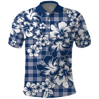 Hibiscus Pakala Cobalt Blue Royal Polo Shirt Tropical Floral Stylized - Polynesian Pride
