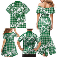 Hibiscus Pakala Emerald Green Family Matching Mermaid Dress and Hawaiian Shirt Tropical Floral Stylized LT01 - Polynesian Pride