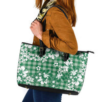 Hibiscus Pakala Emerald Green Leather Tote Bag Tropical Floral Stylized - Polynesian Pride