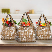 Hibiscus Pakala Bronze Brown Grocery Bag Tropical Floral Stylized - Polynesian Pride