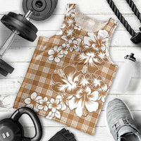 Hibiscus Pakala Bronze Brown Men Tank Top Tropical Floral Stylized - Polynesian Pride