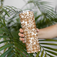 Hibiscus Pakala Bronze Brown Skinny Tumbler Tropical Floral Stylized - Polynesian Pride