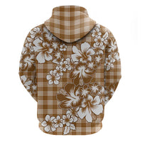Hibiscus Pakala Bronze Brown Zip Hoodie Tropical Floral Stylized - Polynesian Pride