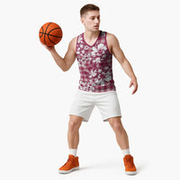 Hibiscus Pakala Royal Magenta Basketball Jersey Tropical Floral Stylized - Polynesian Pride