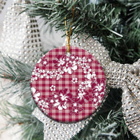 Hibiscus Pakala Royal Magenta Ceramic Ornament Tropical Floral Stylized - Polynesian Pride