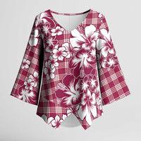 Hibiscus Pakala Royal Magenta Kimono Sleeve Blouse Tropical Floral Stylized LT01 Female Magenta - Polynesian Pride